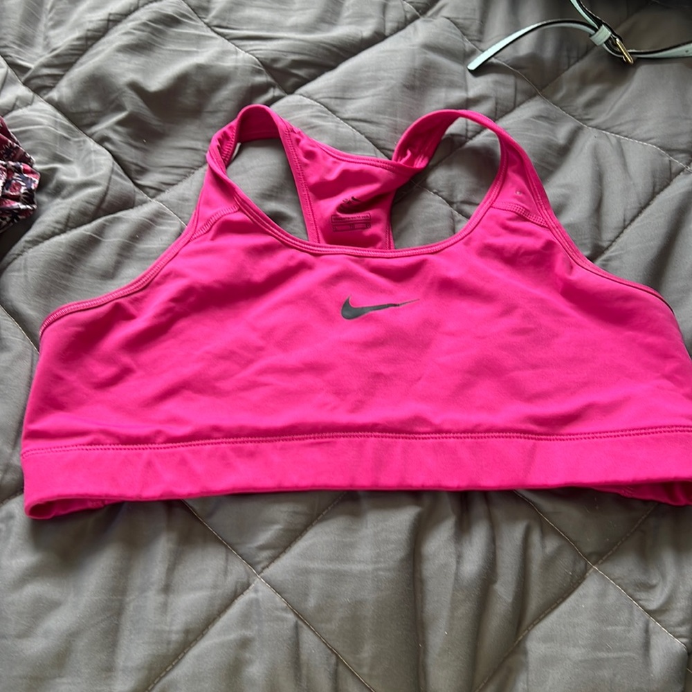Pink Nike sports bra